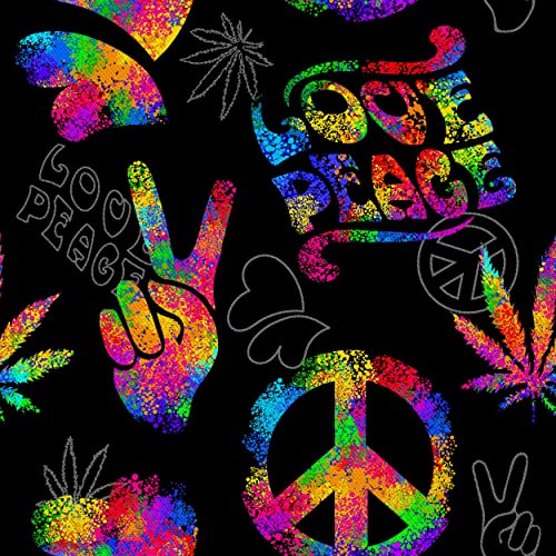 HEKO PANELS Stoff Oxford Wasserdichte Meterware Canvas-Stoff Polyester Stoff Zum Nähen Nähstoffe Möbelstoffe Dekostoffe Handwerken Wasserabweisend Blickdicht Peace And Love 2 Meter 155 x 200 cm von HEKO PANELS