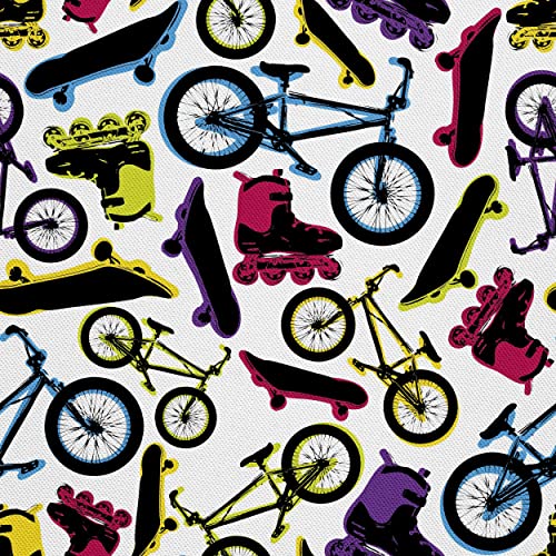 HEKO PANELS Stoff Oxford Wasserdichte Meterware Canvas-Stoff Polyester Stoff Zum Nähen Nähstoffe Möbelstoffe Dekostoffe Handwerken Wasserabweisend Blickdicht Skate Skateboards 5 Meter 155 x 500 cm von HEKO PANELS