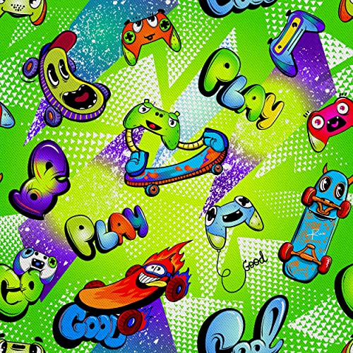 HEKO PANELS Stoff Oxford Wasserdichte Meterware Canvas-Stoff Polyester Stoff Zum Nähen Nähstoffe Möbelstoffe Dekostoffe Handwerken Wasserabweisend Blickdicht Skateboards 1 Meter 155 x 100 cm von HEKO PANELS