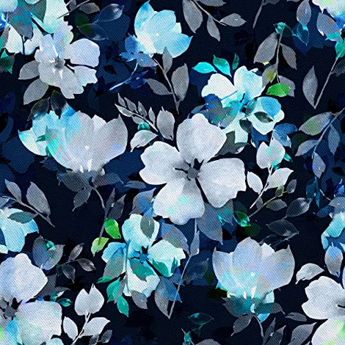 HEKO PANELS Stoff Oxford Wasserdichte Meterware Canvas-Stoff Polyester Stoff Zum Nähen Nähstoffe Möbelstoffe Dekostoffe Wasserabweisend Blickdicht Blumen Blau 5 Meter 155 x 500 cm von HEKO PANELS