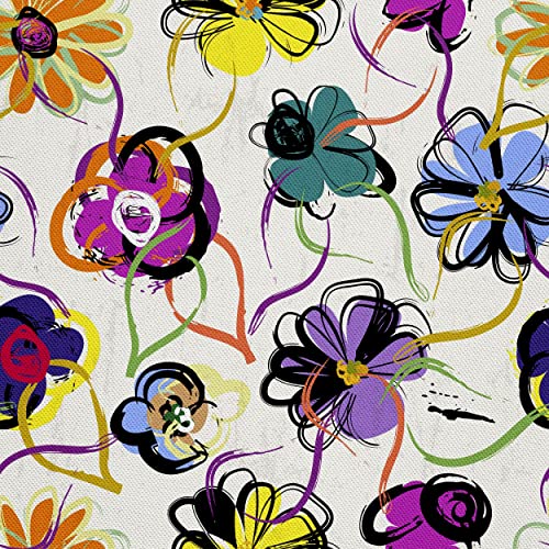 HEKO PANELS Oxford Wasserdichte Meterware Canvas Polyester Stoff Zum Nähen - Möbel- und Dekostoffe Wasserabweisend Blickdicht Blumen Bunt 2 Meter 155 x 200 cm von HEKO PANELS