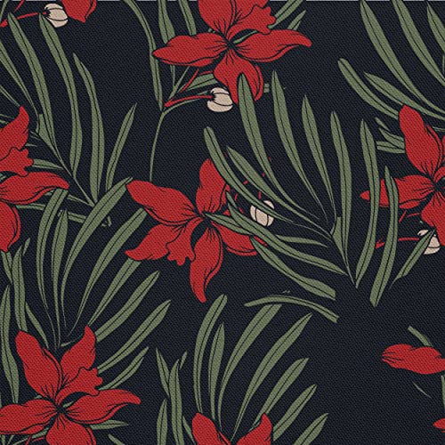 HEKO PANELS Stoff Oxford Wasserdichte Meterware Canvas-Stoff Polyester Stoff Zum Nähen Nähstoffe Möbelstoffe Dekostoffe Wasserabweisend Blickdicht Blumen Schwarz Rot 2 Meter 155 x 200 cm von HEKO PANELS