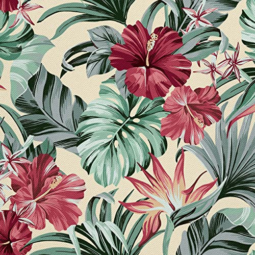 HEKO PANELS Stoff Oxford Wasserdichte Meterware Canvas-Stoff Polyester Stoff Zum Nähen Nähstoffe Möbelstoffe Dekostoffe Wasserabweisend Blickdicht Blumen Tropen Tropical 5 Meter 155 x 500 cm von HEKO PANELS