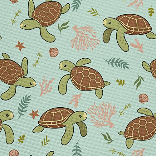 HEKO PANELS Stoff Oxford Meterware Canvas-Stoff Polyester Zum Nähen Nähstoffe Möbelstoffe Dekostoffe Wasserabweisend Blickdicht Kinder Schildkröten Algen 1 Meter 155 x 100 cm, DX332 von HEKO PANELS