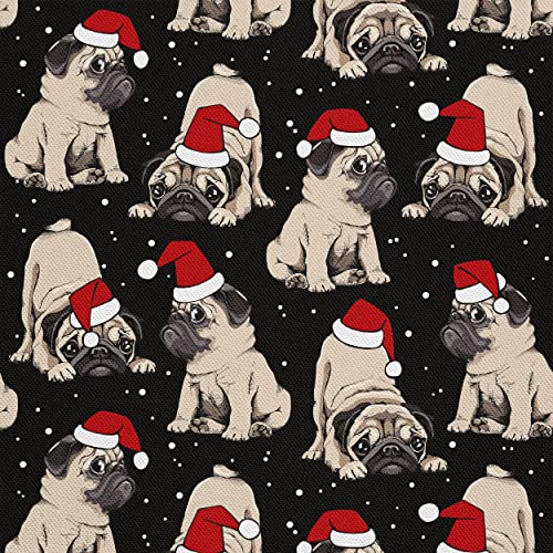 HEKO PANELS Oxford Wasserdichte Meterware Canvas-Stoff Polyester Zum Nähen Möbelstoffe Dekostoffe Wasserabweisend Blickdicht Möpse Pugs Weihnachten 2 Meter 155 x 200 cm von HEKO PANELS