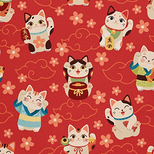 HEKO PANELS Stoff Oxford wasserdichte Meterware Canvas-Stoff Polyester Stoff Zum Nähen Nähstoffe Dekostoffe Wasserabweisend Blickdicht Katzen Maneki Neko 2 Meter 155 x 200 cm HEKO PANELS Stoff Oxford wasserdichte Meterware Canvas-Stoff Polyester Stoff Zum Nähen Nähstoffe Dekostoffe Wasserabweisend Blickdicht Katzen Maneki Neko 2 Meter 155 x 200 cm von HEKO PANELS