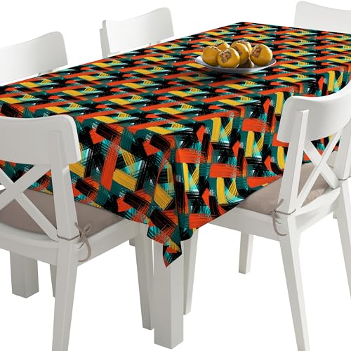 HEKO PANELS Tischdecke 140 x 110 cm Abwaschbar Tischtuch Gartentischdecke Fleckschutz Wasserabweisend Tafeldecke Abstraktion Bunt von HEKO PANELS