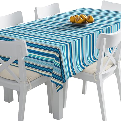 HEKO PANELS Tischdecke 140 x 110 cm Abwaschbar Tischtuch Gartentischdecke Fleckschutz Wasserabweisend Tafeldecke Blaue Streifen HEKO PANELS Tischdecke 140 x 110 cm Abwaschbar Tischtuch Gartentischdecke Fleckschutz Wasserabweisend Tafeldecke Blaue Streifen von HEKO PANELS