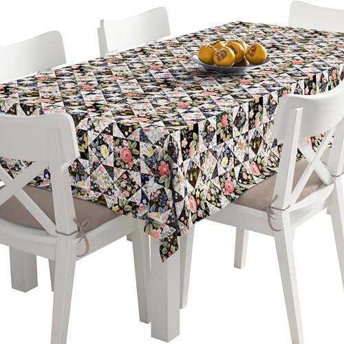 HEKO PANELS Tischdecke 140 x 110 cm Abwaschbar Tischtuch Gartentischdecke Fleckschutz Wasserabweisend Tafeldecke Blumen von HEKO PANELS