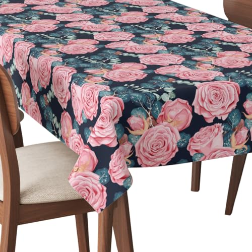 HEKO PANELS Tischdecke 140 x 110 cm Abwaschbar Tischtuch Gartentischdecke Fleckschutz Wasserabweisend Tafeldecke Rosen von HEKO PANELS