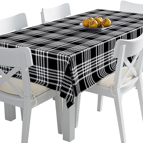 HEKO PANELS Tischdecke 140 x 300 cm Abwaschbar Tischtuch Gartentischdecke Fleckschutz Wasserabweisend Tafeldecke Kariert Schwarz Weiß von HEKO PANELS