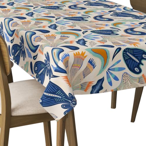HEKO PANELS Tischdecke 140 x 350 cm Abwaschbar Tischtuch Gartentischdecke Fleckschutz Wasserabweisend Tafeldecke Ornamenten Ethnisch von HEKO PANELS