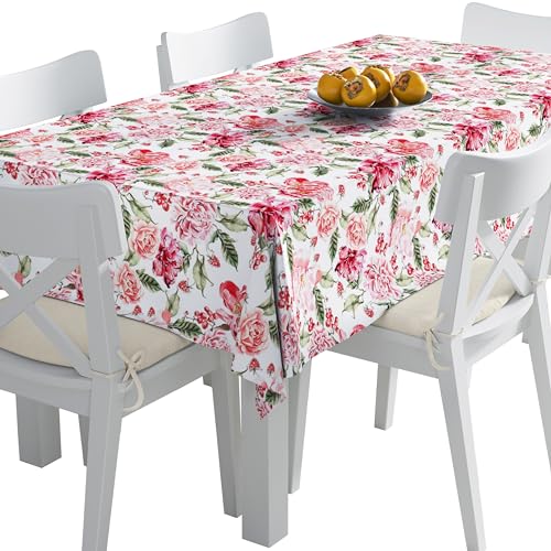 HEKO PANELS Tischdecke 140 x 400 cm Abwaschbar Tischtuch Gartentischdecke Fleckschutz Wasserabweisend Tafeldecke Rosen Johannisbeeren von HEKO PANELS