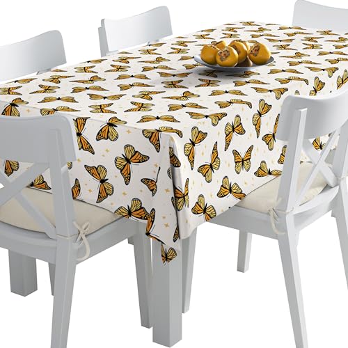 HEKO PANELS Tischdecke Wasserabweisend Abwaschbar 140 x 200 cm Tischtuch Outdoor Gartentischdecke Fleckschutz Tafeldecke Schmetterlinge von HEKO PANELS