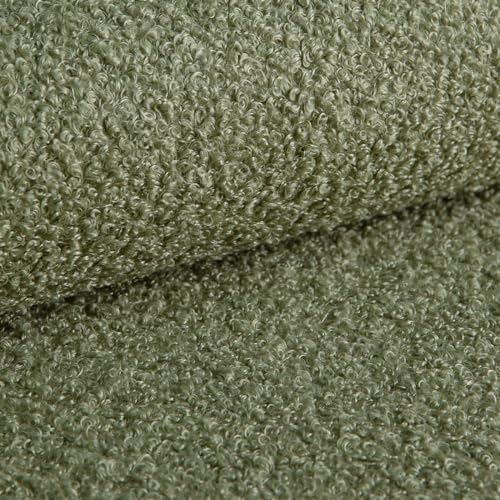 Heko Panels Bouclé Stoff Polsterstoff Boucle Möbelstoff Frottier-Velours Schwer Entflammbar Meterware Stoff Zum Nähen Für Deko Kissenbezüge Wohntextilien 200 x 142 cm Olivgrün Tena von HEKO PANELS