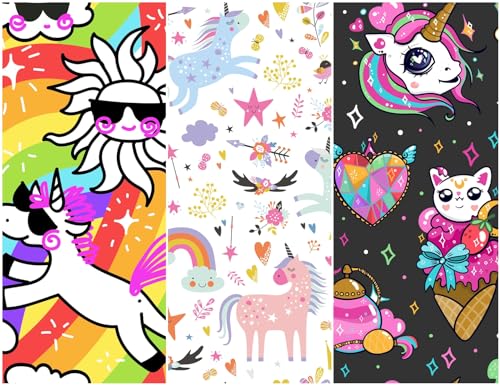 Heko Panels Oxford Stoff Panel Wasserdicht Mit 3 Mustern Canvas-Stoff Polyester Stoff Zum Nähen Nähstoffe Dekostoffe Wasserabweisend Blickdicht 121,5 x 153 cm Einhörner Unicorns von HEKO PANELS