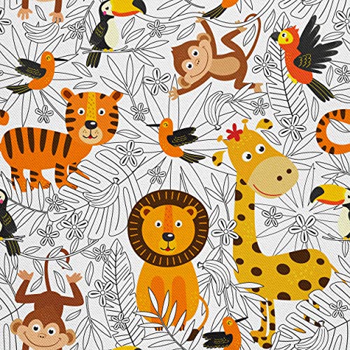 HEKO PANELS Stoff Oxford Wasserdichte Meterware Canvas-Stoff Polyester Stoff Zum Nähen Nähstoffe Dekostoffe Wasserabweisend Blickdicht Wilde Tiere 1 Meter 155 x 100 cm von HEKO PANELS
