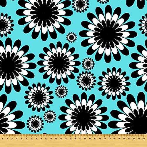 HEKO PANELS Stoff Oxford Wasserdichte Meterware CanvasPolyester Stoff Zum Nähen Nähstoffe Möbelstoffe Dekostoffe Handwerken Wasserabweisend Blickdicht Blumen Türkis 100 x 155 cm von HEKO PANELS