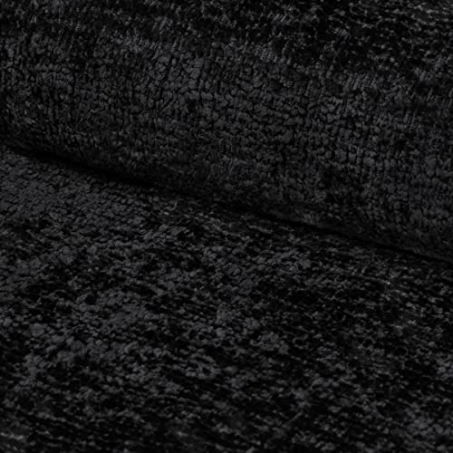 Heko Panels Polsterstoff Meterware Bouclé Optik Premium Stoff Aus PES Teddystoff Nähstoffe Möbelstoffe Dekostoffe Handwerken UV-beständig Wasserdicht Tenza Schwarz 1 Meter 143 x 100 cm von HEKO PANELS