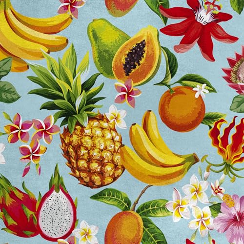Heko Panels Samtstoff Meterware Dekostoff Bedruckt Möbelstoff Polsterstoff Velvet Polyester Wasserabweisend Meterware Stoff zum Nähen Möbelstoff Royal Exotische Früchte 140 x 100 cm RDX1482 von HEKO PANELS