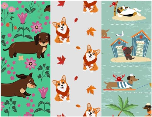 Heko Panels Oxford Stoff Panel Wasserdicht Mit 3 Mustern Canvas-Stoff Polyester Stoff Zum Nähen Nähstoffe Dekostoffe Wasserabweisend Blickdicht 121,5 x 153 cm Hunde von HEKO PANELS