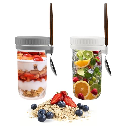 HEKOBAG 2 Stück Overnight Oats Behälter Glas Overnight Oats Gläser mit Deckel und Löffel Oatmeal Gläser 600 ml/20 oz Porridge Glas Joghurtbecher Müslibecher To Go Müslidose für Milch Müsli Joghurt HEKOBAG 2 Stück Overnight Oats Behälter Glas Overnight Oats Gläser mit Deckel und Löffel Oatmeal Gläser 600 ml/20 oz Porridge Glas Joghurtbecher Müslibecher To Go Müslidose für Milch Müsli Joghurt von HEKOBAG