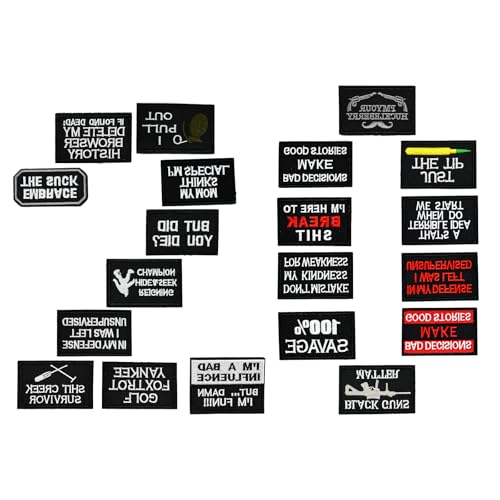 HEKOBAG 20 Stück Morale Patches Taktische Moralaufnäher Klett Patch Militär Taktische Patches Klett Patches zum Aufbügeln für Mützen Taschen Rucksäcke Kappen Kleidung Westen Militäruniformen HEKOBAG 20 Stück Morale Patches Taktische Moralaufnäher Klett Patch Militär Taktische Patches Klett Patches zum Aufbügeln für Mützen Taschen Rucksäcke Kappen Kleidung Westen Militäruniformen von HEKOBAG