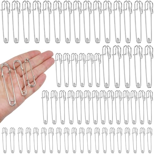 HEKOBAG 60 Stück Sicherheitsnadeln Groß Silber Große Sicherheitsnadel für Strickjacke 3 Größen Sicherheitsnadeln Schmuck Gross Sicherheitsnadel Große Sicherheitsnadeln Deko für Nähen Kleidung Kunst von HEKOBAG
