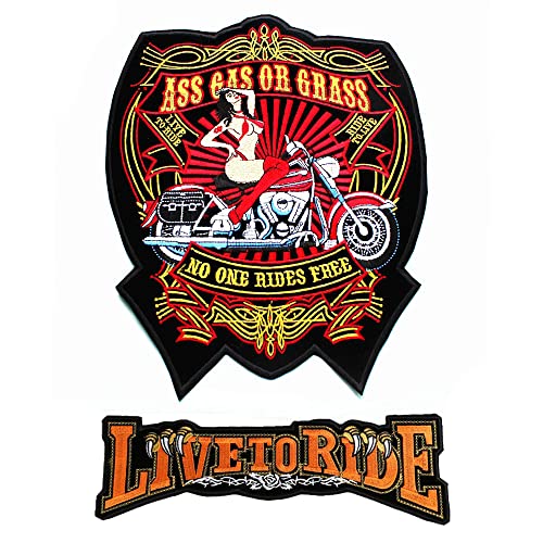 HELANDY Bestickte Patches zum Aufbügeln – Punk-Abzeichen, Motorrad-Patch, DIY-Nähapplikation, Reparatur-Patch zum Aufnähen/Eisen auf Patch für Jacken, Rucksäcke, Kleidung (Ride to Live) von HELANDY