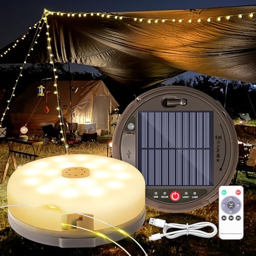 HELESIN Camping Lichterkette Aufrollbar 12,8M 128 LED, Solar&USB Aufladung Camping Lampe Tragbare 3600mAh, Solar Camping licht Dimmbar 8 Beleuchtungsmodi für Camping Party Gartendeko HELESIN Camping Lichterkette Aufrollbar 12,8M 128 LED, Solar&USB Aufladung Camping Lampe Tragbare 3600mAh, Solar Camping licht Dimmbar 8 Beleuchtungsmodi für Camping Party Gartendeko von HELESIN