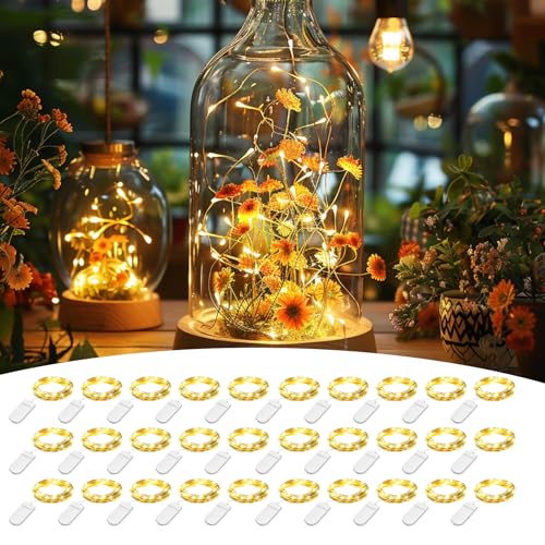 HELESIN Mini Lichterkette, 30 Stück 2M 20 LED Mini Lichterkette mit Batterie, Lichterkette Draht Innen, Lichterkette Klein mit Batterie für Hochzeit Party Deko, Weihnachtsdeko HELESIN Mini Lichterkette, 30 Stück 2M 20 LED Mini Lichterkette mit Batterie, Lichterkette Draht Innen, Lichterkette Klein mit Batterie für Hochzeit Party Deko, Weihnachtsdeko von HELESIN