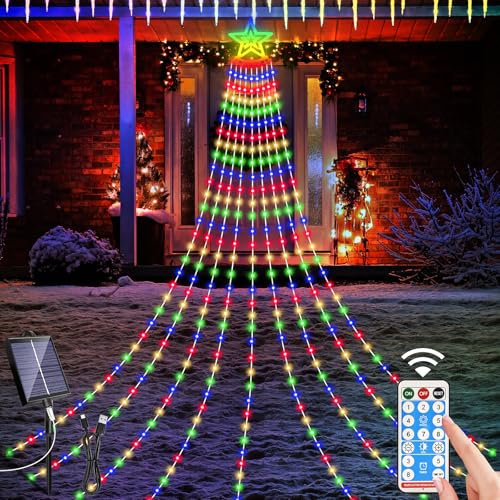 HELESIN Solar Weihnachtsbeleuchtung Außen, 350 LED 9 Girlanden Lichterkette Weihnachtsbaum mit Sterne 8 Modi Wasserdicht Christbaumbeleuchtung Außen für Tannenbaum, Weihnachten Party Garten Deko Bunt HELESIN Solar Weihnachtsbeleuchtung Außen, 350 LED 9 Girlanden Lichterkette Weihnachtsbaum mit Sterne 8 Modi Wasserdicht Christbaumbeleuchtung Außen für Tannenbaum, Weihnachten Party Garten Deko Bunt von HELESIN