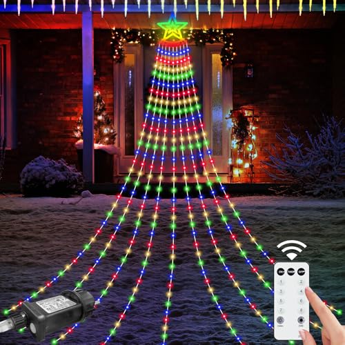 HELESIN Weihnachtsbeleuchtung Außen, 350 LED 9 Girlanden Lichterkette Weihnachtsbaum mit Sterne 8 Modi Timer Wasserdicht Christbaumbeleuchtung Außen für Tannenbaum, Weihnachten Party Deko Bunt HELESIN Weihnachtsbeleuchtung Außen, 350 LED 9 Girlanden Lichterkette Weihnachtsbaum mit Sterne 8 Modi Timer Wasserdicht Christbaumbeleuchtung Außen für Tannenbaum, Weihnachten Party Deko Bunt von HELESIN