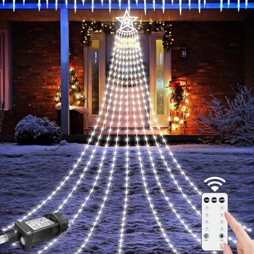 HELESIN Weihnachtsbeleuchtung Außen, 350 LED 9 Girlanden Lichterkette Weihnachtsbaum mit Sterne 8 Modi Timer Wasserdicht Christbaumbeleuchtung Außen für Tannenbaum, Weihnachten Party Deko Weiß HELESIN Weihnachtsbeleuchtung Außen, 350 LED 9 Girlanden Lichterkette Weihnachtsbaum mit Sterne 8 Modi Timer Wasserdicht Christbaumbeleuchtung Außen für Tannenbaum, Weihnachten Party Deko Weiß von HELESIN