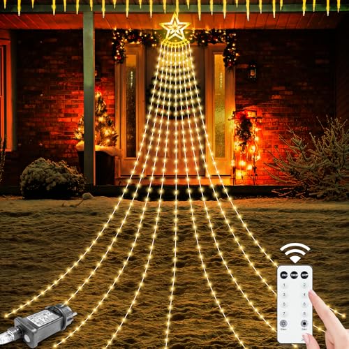 Weihnachtsdekorationen Stern Lichter im Freien, 11.48ft 350 LED Wasserfall Baum Lichter mit 8 Modi Timer Remote Plug in Weihnachten String Lichter für Indoor-Hof Patio Home Holiday Party Decor Weihnachtsdekorationen Stern Lichter im Freien, 11.48ft 350 LED Wasserfall Baum Lichter mit 8 Modi Timer Remote Plug in Weihnachten String Lichter für Indoor-Hof Patio Home Holiday Party Decor von HELESIN