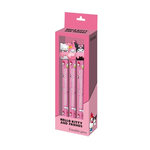 Hello Kitty Mix-Set mit 3 Radierbaren Gelstiften, Rosa, 9,5 x 23 cm von HELLO KITTY