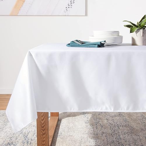 HEMEIREN Tischdecke Weiß Rechteckig,100x145cm(39x57in), Tischdecke Abwaschbar Satin Glänzend,Weiß Tischtuch,Tischdecken für Party,Hochzeiten,Bankette,Feiertage Feiern Picknick-Dekoration von HEMEIREN