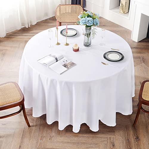 HEMEIREN Tischdecke Weiß Rund,275cm (108in),Satin Glänzend Tischdecke Abwaschbar, Runde Tischdecken Tischtuch für Hochzeiten, Partys, Bankette,Feiertage Feiern Picknick-Dekoration,Polyesterfasern HEMEIREN Tischdecke Weiß Rund,275cm (108in),Satin Glänzend Tischdecke Abwaschbar, Runde Tischdecken Tischtuch für Hochzeiten, Partys, Bankette,Feiertage Feiern Picknick-Dekoration,Polyesterfasern von HEMEIREN