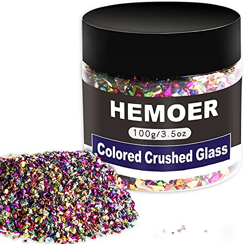 HEMOER 100g Buntes Metallisches Zerkleinertes Glas zum Basteln, 2–4 mm unregelmäßiger Glitzer, Grober Kies, Edelsteine für Nagelkunst, Handyhülle, DIY Vasenfüller, Epoxidschmuck und Heimdekoration HEMOER 100g Buntes Metallisches Zerkleinertes Glas zum Basteln, 2–4 mm unregelmäßiger Glitzer, Grober Kies, Edelsteine für Nagelkunst, Handyhülle, DIY Vasenfüller, Epoxidschmuck und Heimdekoration von HEMOER