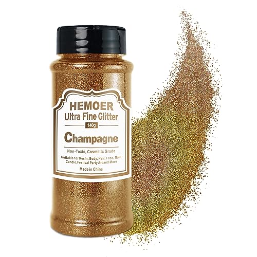 HEMOER Champagner Glitzer, 140g Bastel Glitzerpulver für Epoxidharz, DIY Basteln, Feine Handwerk Glitter für Tumbler Malerei Kerze Herstellung; Kosmetischer Glitzer, Haare, Körper Nagel Glitzer HEMOER Champagner Glitzer, 140g Bastel Glitzerpulver für Epoxidharz, DIY Basteln, Feine Handwerk Glitter für Tumbler Malerei Kerze Herstellung; Kosmetischer Glitzer, Haare, Körper Nagel Glitzer von HEMOER