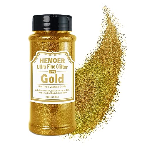 HEMOER Gold Glitzerpulver, 140g Bastel Glitzerpulver für Epoxidharz, DIY Basteln, Feine Handwerk Glitter für Tumbler Malerei Kerze Herstellung; Kosmetischer Glitzer, Haare, Körper Nagel Glitzer HEMOER Gold Glitzerpulver, 140g Bastel Glitzerpulver für Epoxidharz, DIY Basteln, Feine Handwerk Glitter für Tumbler Malerei Kerze Herstellung; Kosmetischer Glitzer, Haare, Körper Nagel Glitzer von HEMOER