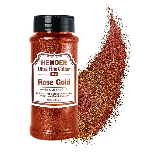HEMOER Rosé Gold Glitzerpulver, 140g Bastel Glitzerpulver für Epoxidharz, DIY Basteln, Feine Handwerk Glitter für Tumbler Malerei Kerze Herstellung; Kosmetischer Glitzer, Haare, Körper Nagel Glitzer HEMOER Rosé Gold Glitzerpulver, 140g Bastel Glitzerpulver für Epoxidharz, DIY Basteln, Feine Handwerk Glitter für Tumbler Malerei Kerze Herstellung; Kosmetischer Glitzer, Haare, Körper Nagel Glitzer von HEMOER
