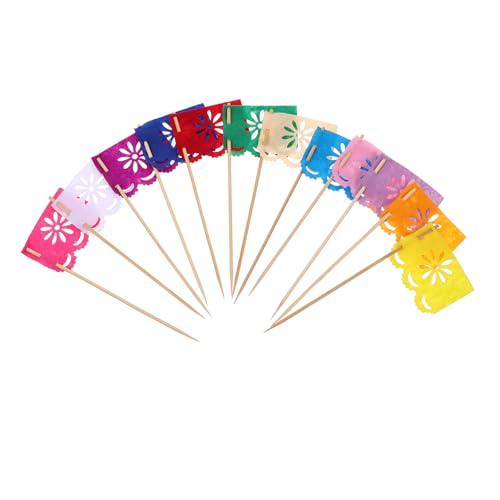 Stück Mexikanische Zahnstocher-Cupcake-Topper, Mini Papel Picado Banner, Bunte Tortenstecker Für Tag Der Toten, Fiesta, Geburtstag, Hochzeit, Partydekoration Stück Mexikanische Zahnstocher-Cupcake-Topper, Mini Papel Picado Banner, Bunte Tortenstecker Für Tag Der Toten, Fiesta, Geburtstag, Hochzeit, Partydekoration von HEMOTON