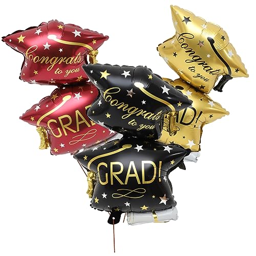 6Stücke Abschlussballons Aluminiumfolie Graduierung Kappen Luftballons für Abschlussfeier Partyzubehör für Klassenzimmerdeko und Gratulationen von HEMOTON