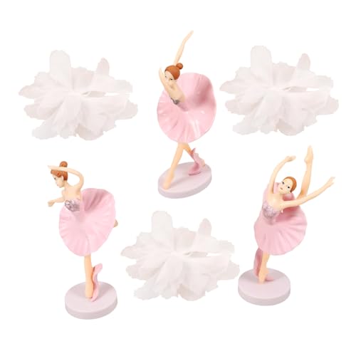 HEMOTON 1 Satz 6 Stück Ballettmädchen-ornamente Figur Jugendliche Mädchen Ballerina-skulptur Ballerina-statuen Tänzer Party Ballerina-mittelstück Dekoration Geburtstag Rosa Gittergewebe von HEMOTON