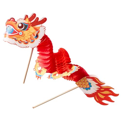 HEMOTON 1 Satz Drachenspielzeug aus Papier Bausatz Dekoration Zubehör chinesisch neujahr für neues jahr DIY handgemachtes handwerk Bastelbedarf hölzern rot von HEMOTON