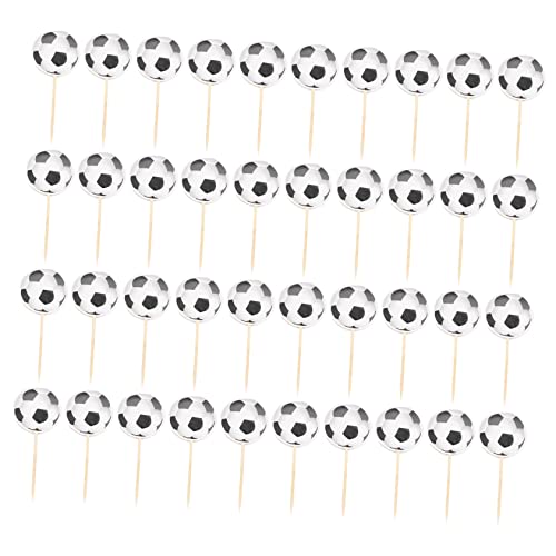 HEMOTON 1 Satz Fußball-zahnstocher-flagge Dekorierter Kuchen Neon Tortenaufleger-party Kuchen -topper Packetbandrollen Faschingsdekoration Party-kuchen-topper Kuchendeckel Papier 24 Stück von HEMOTON