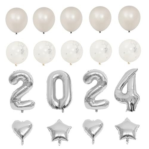 HEMOTON 1 Set Runder Ballon Silberfarbene Glitzerdekoration Aluminiumfolie Leuchtende Luftballons Neujahrsparty Zubehör HEMOTON 1 Set Runder Ballon Silberfarbene Glitzerdekoration Aluminiumfolie Leuchtende Luftballons Neujahrsparty Zubehör von HEMOTON