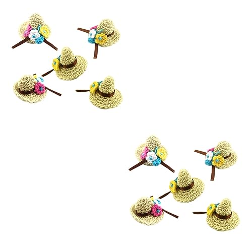 HEMOTON 10 STK Puppenhaus-Sonnenhut Dekorativer Hut Mini-partyhüte Mini-hausmütze Mini-Hut-Ornament Mini-Craft-hüte Wohnkultur Zierhut Mini-puppenhüte Miniaturhüte Garn Spielzeug Wollmütze von HEMOTON