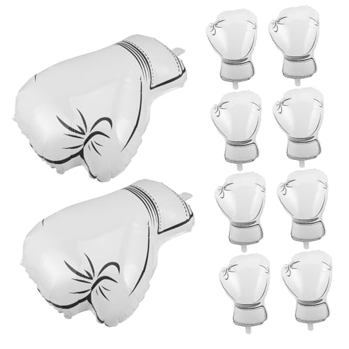 HEMOTON 10 Stück Boxhandschuhe Luftballons Boxhandschuhe aufblasbarer Ballon Wrestling-Partygeschenke Partyzubehör Partyballon zum Thema Sport Themeed Handschuhballons Aluminiumfolie Weiß von HEMOTON
